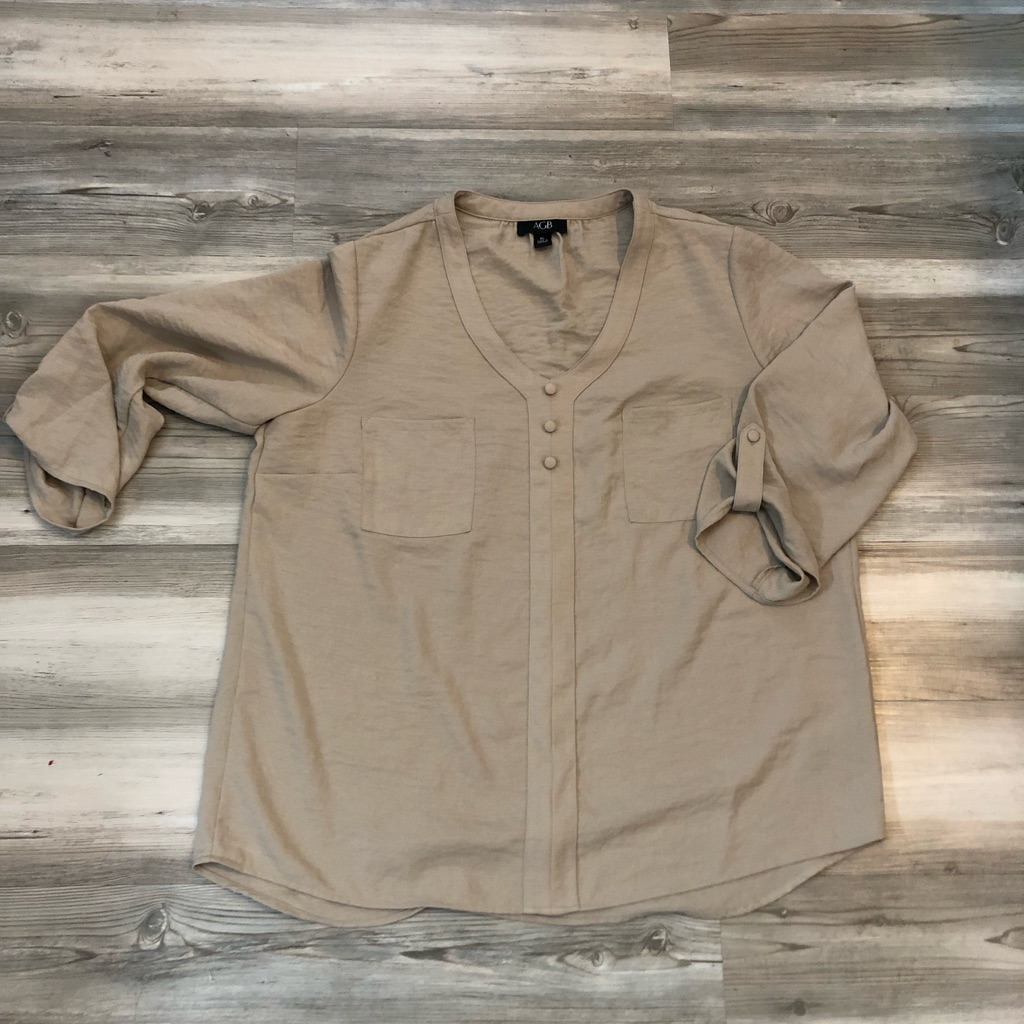 Acb Tan Blouse 3/4 Sleeves, Xl